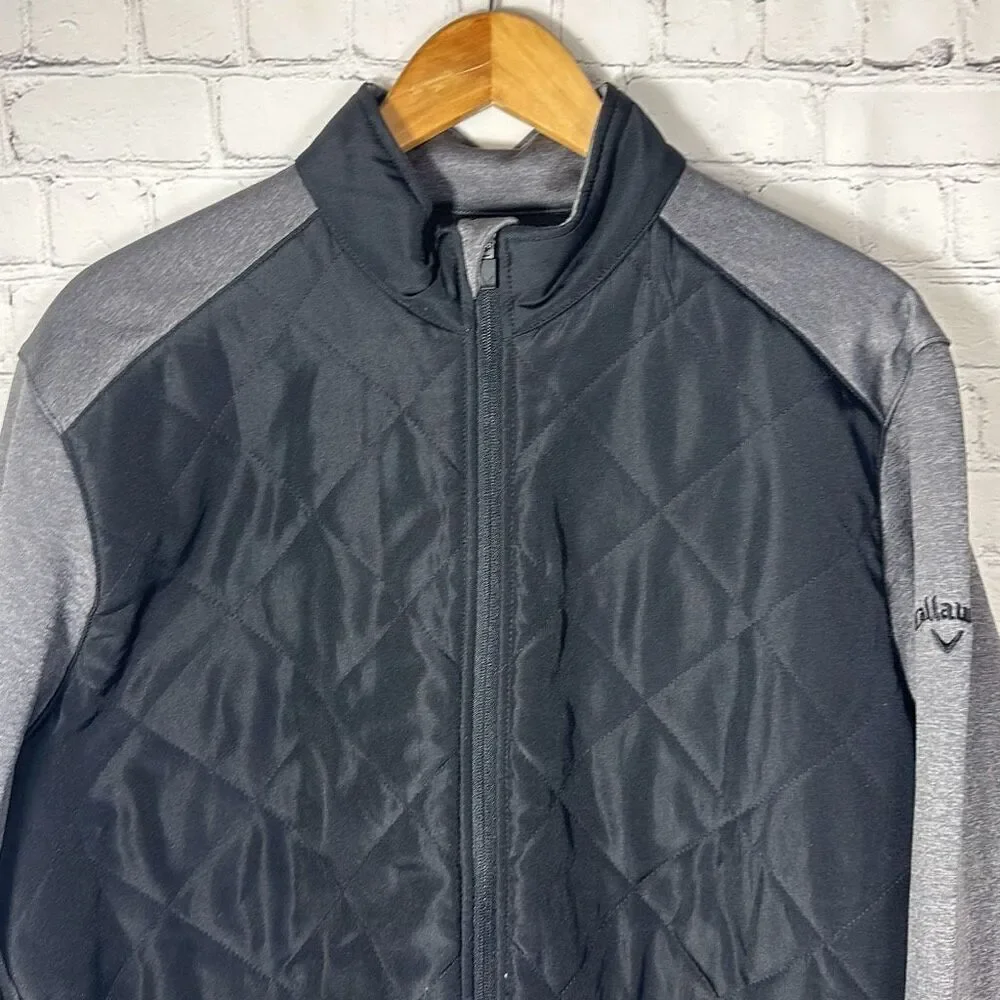 Callaway Jacket Mens Weather Series Black Gray Quilted Full Zip Softshell Medium